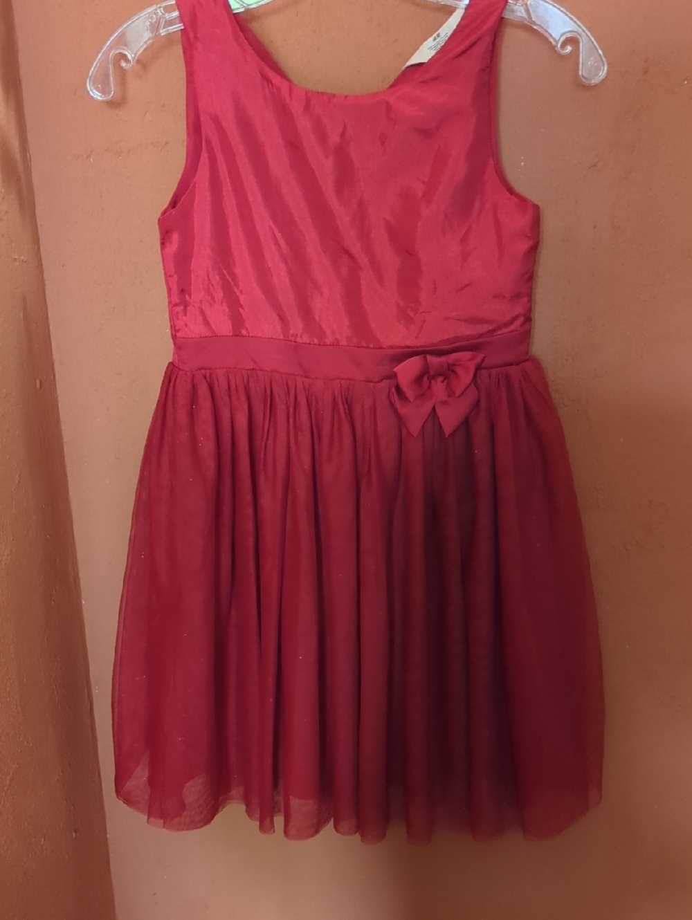 H&M Red Sleeveless Bow Waist Party Dress for Girls
